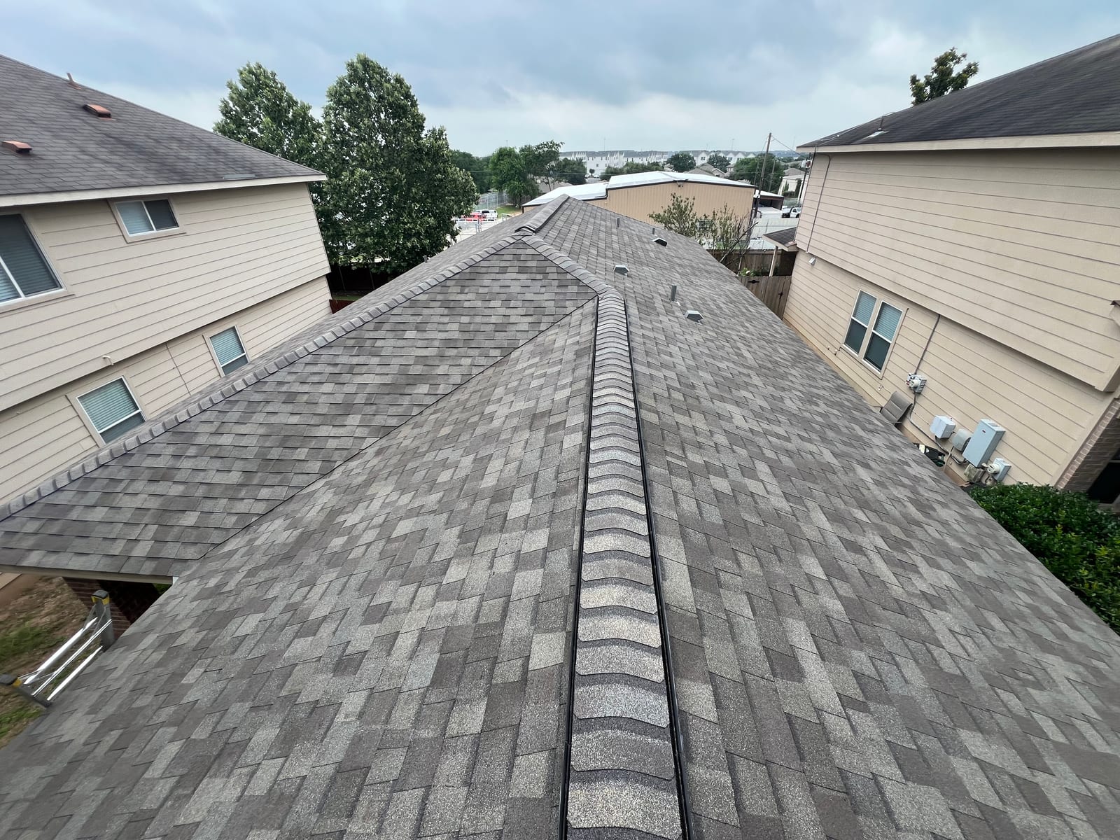 Architectural shingle roof with new ridge vent