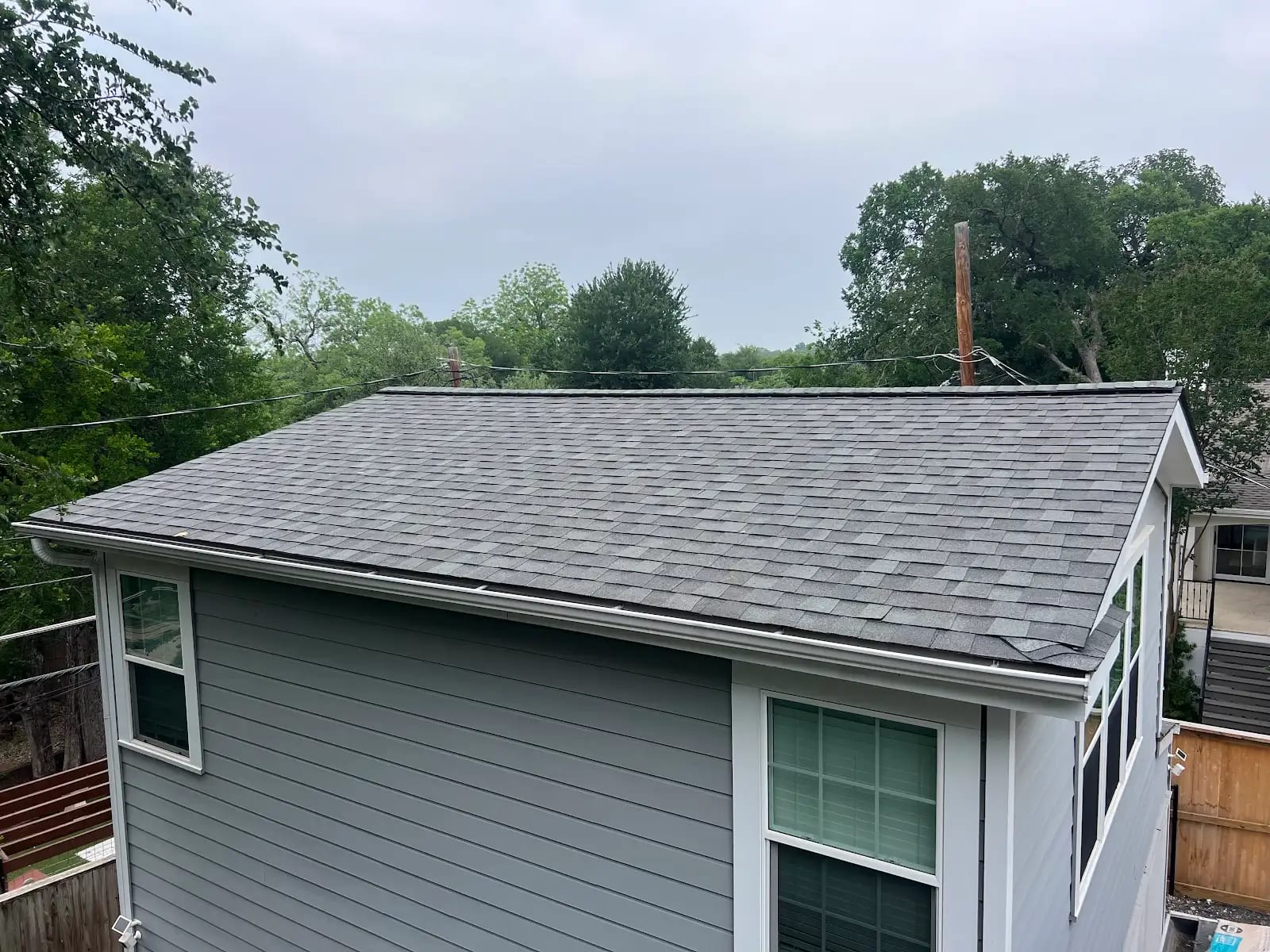Replaced sheathing visible during a tear-off