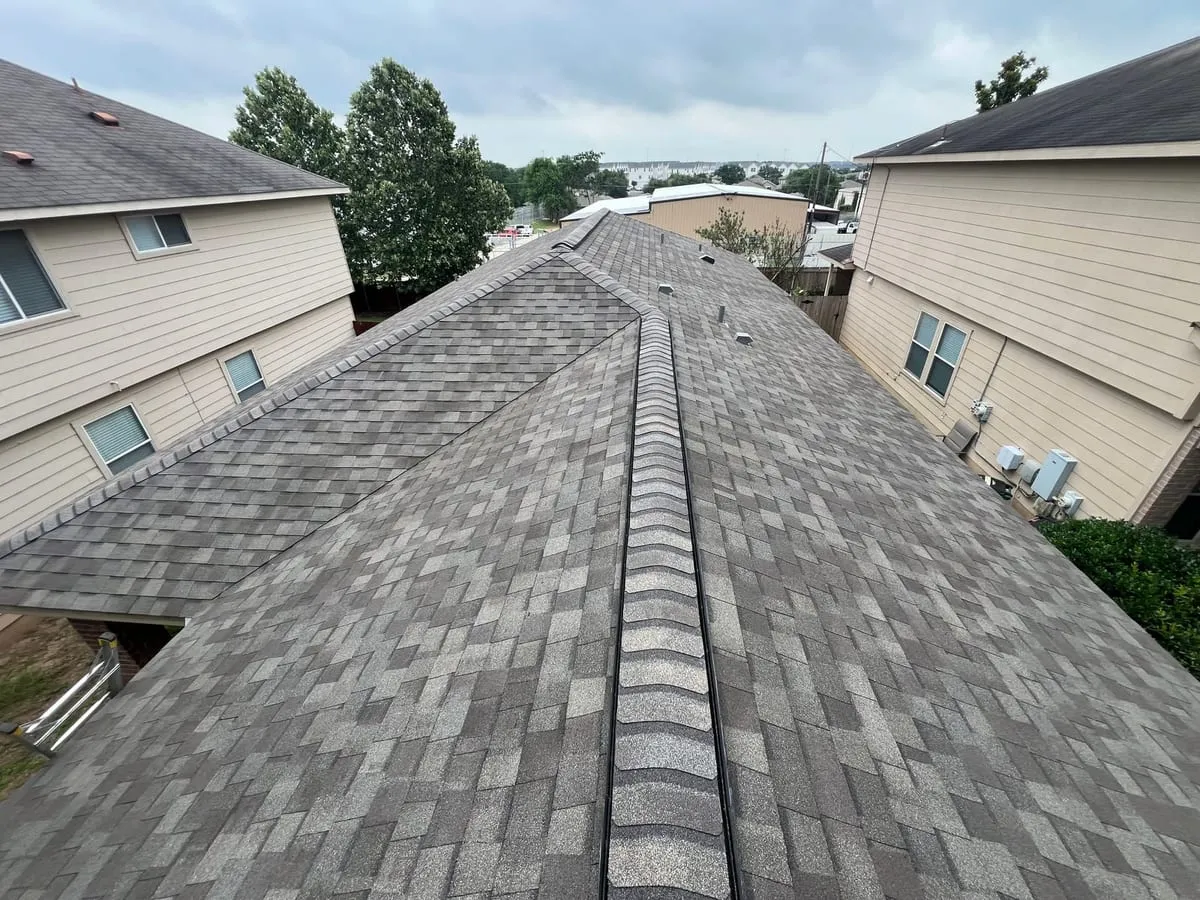 New gutters and downspout with leaf guard